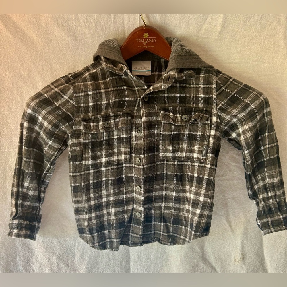 Columbia Sportswear Kids Hooded Flannel Shirt – Size XXS (4/5) Hiking Outdoor